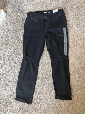 Old Navy Black Distressed Boyfriend Jeans / W6